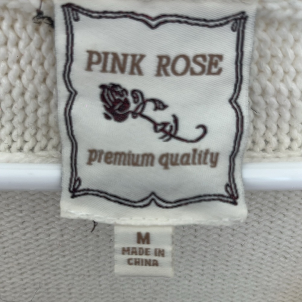 PINK  ROSE Ruffle Sweater Cardigan COLOR IVORY SIZE‎ Small - Picture 5 of 12